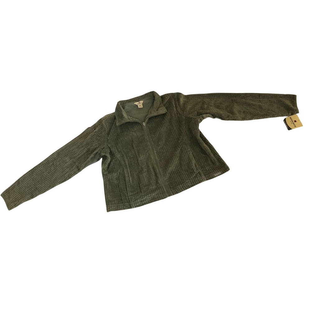 Woolrich Kineta Jacket Womens XL Olive Green Full Zip Textured Cotton